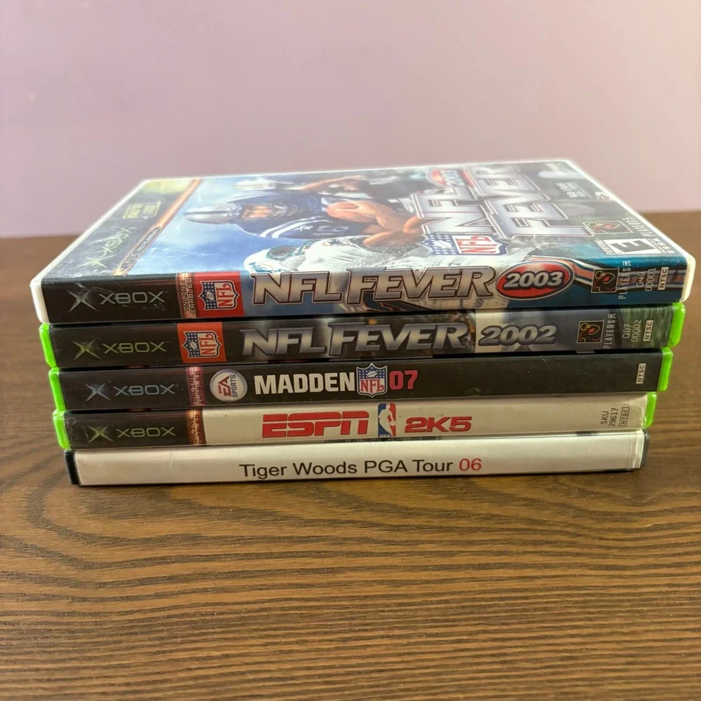Microsoft Xbox‎ Sports Game Lot of 5 Madden NFL NBA 2K5 Tiger Woods Good Bundle